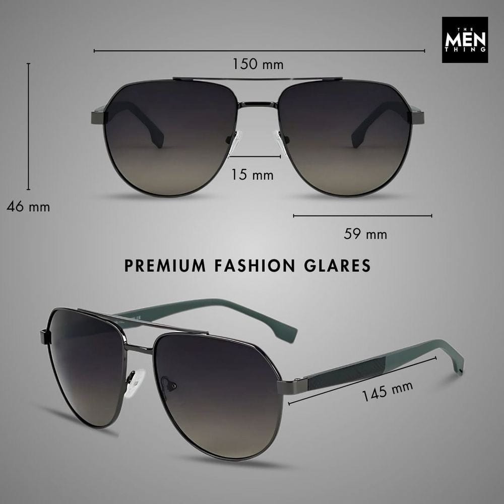 2148 - EBON OCTAGON - HD Polarised Sunglasses for Men - UV400 Protection, Stainless Steel Frame - Gradual Blue Grey - THE MEN THING