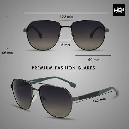 2148 - EBON OCTAGON - HD Polarised Sunglasses for Men - UV400 Protection, Stainless Steel Frame - Gradual Blue Grey - THE MEN THING