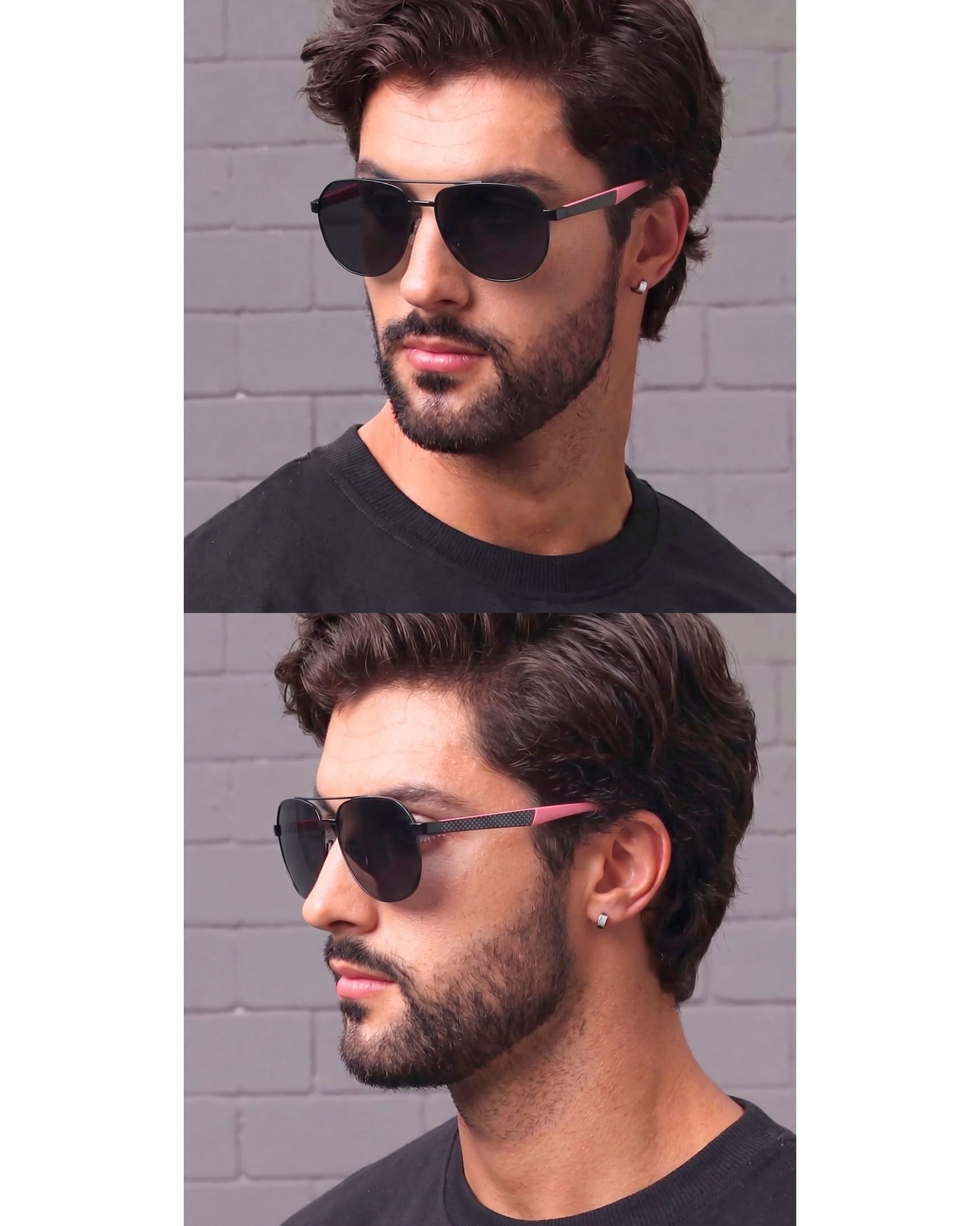 2148 - EBON OCTAGON - HD Polarised Sunglasses for Men - UV400 Protection, Stainless Steel Frame - Matt Black Grey - THE MEN THING