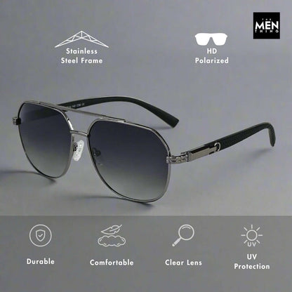 2150 TITAN EDGE -  Aviator Style - HD Polarised Sunglasses for Men - UV400 Protection, Stainless Steel Frame - THE MEN THING