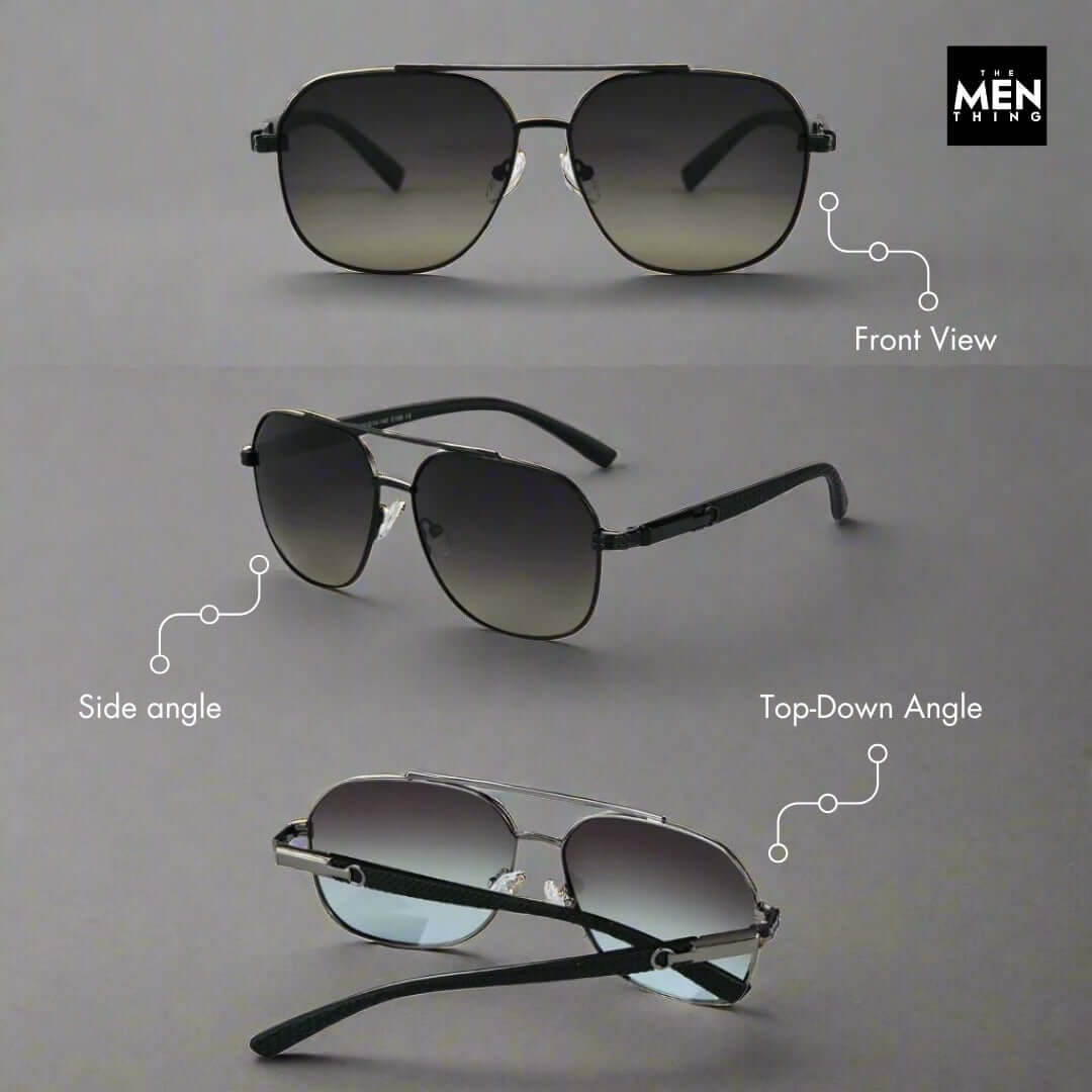 2150 TITAN EDGE -  Aviator Style - HD Polarised Sunglasses for Men - UV400 Protection, Stainless Steel Frame - THE MEN THING