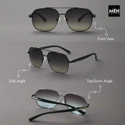 2150 TITAN EDGE -  Aviator Style - HD Polarised Sunglasses for Men - UV400 Protection, Stainless Steel Frame - THE MEN THING