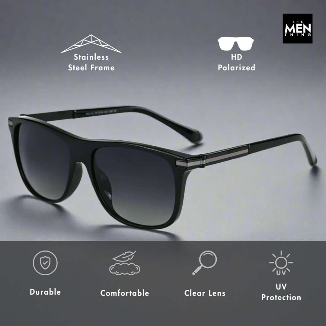 2161 METRO CLASSIC -  Wayfarer Style - HD Polarised Sunglasses for Men - UV400 Protection, Stainless Steel Frame - THE MEN THING