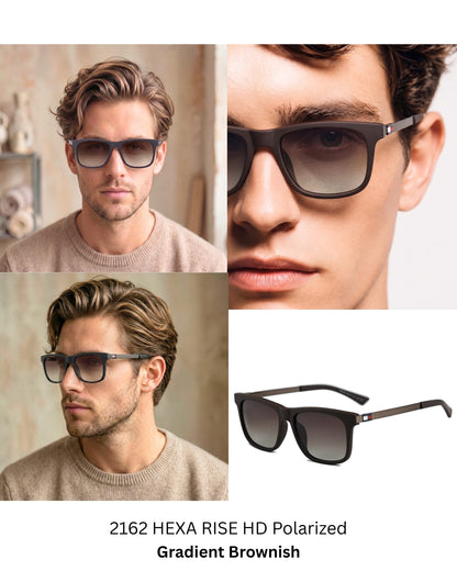 2162 HEXA RISE HD Polarized Sunglasses for Men - UV400 Protection, Stainless Steel Frame — Sunglasses for Men | THE MEN THING