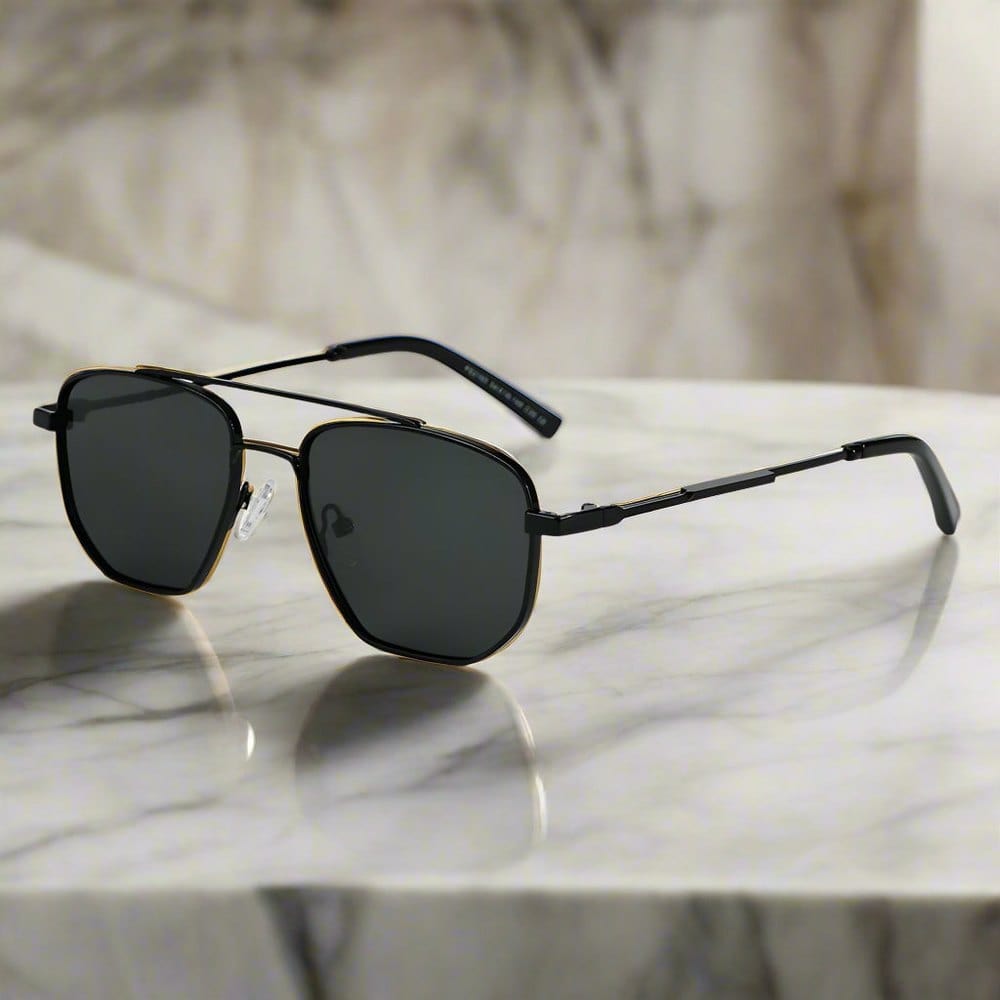 2165 - RAVEN VISION - HD Polarised Sunglasses for Men - UV400 Protection, Stainless Steel Frame - Black Grey - THE MEN THING