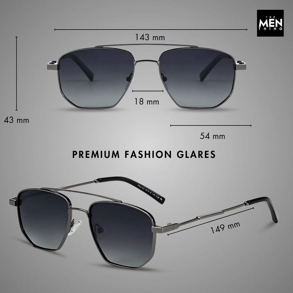 2165 - RAVEN VISION - HD Polarised Sunglasses for Men - UV400 Protection, Stainless Steel Frame - Gradient  Blue Grey - THE MEN THING