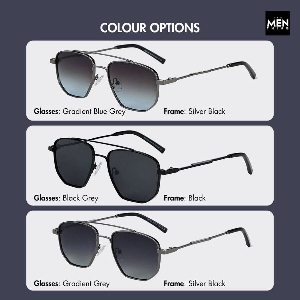 2165 - RAVEN VISION - HD Polarised Sunglasses for Men - UV400 Protection, Stainless Steel Frame - Gradient  Blue Grey - THE MEN THING