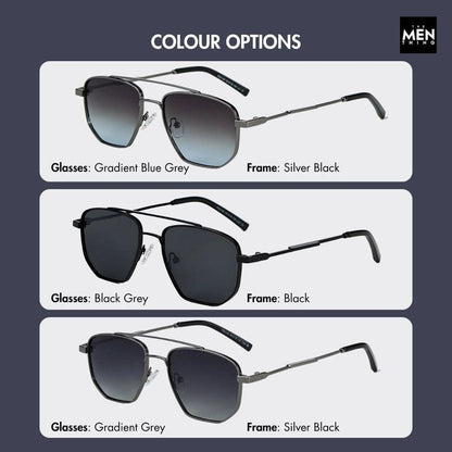 2165 - RAVEN VISION - HD Polarised Sunglasses for Men - UV400 Protection, Stainless Steel Frame - Gradient  Blue Grey - THE MEN THING
