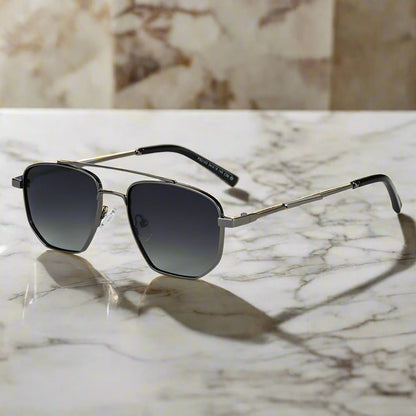 2165 - RAVEN VISION - HD Polarised Sunglasses for Men - UV400 Protection, Stainless Steel Frame - Gradient  Grey - THE MEN THING