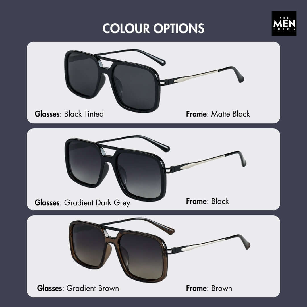 2169 URBAN ECLIPSE -  Oversized Square - HD Polarised Sunglasses for Men - UV400 Protection, Stainless Steel Frame - THE MEN THING