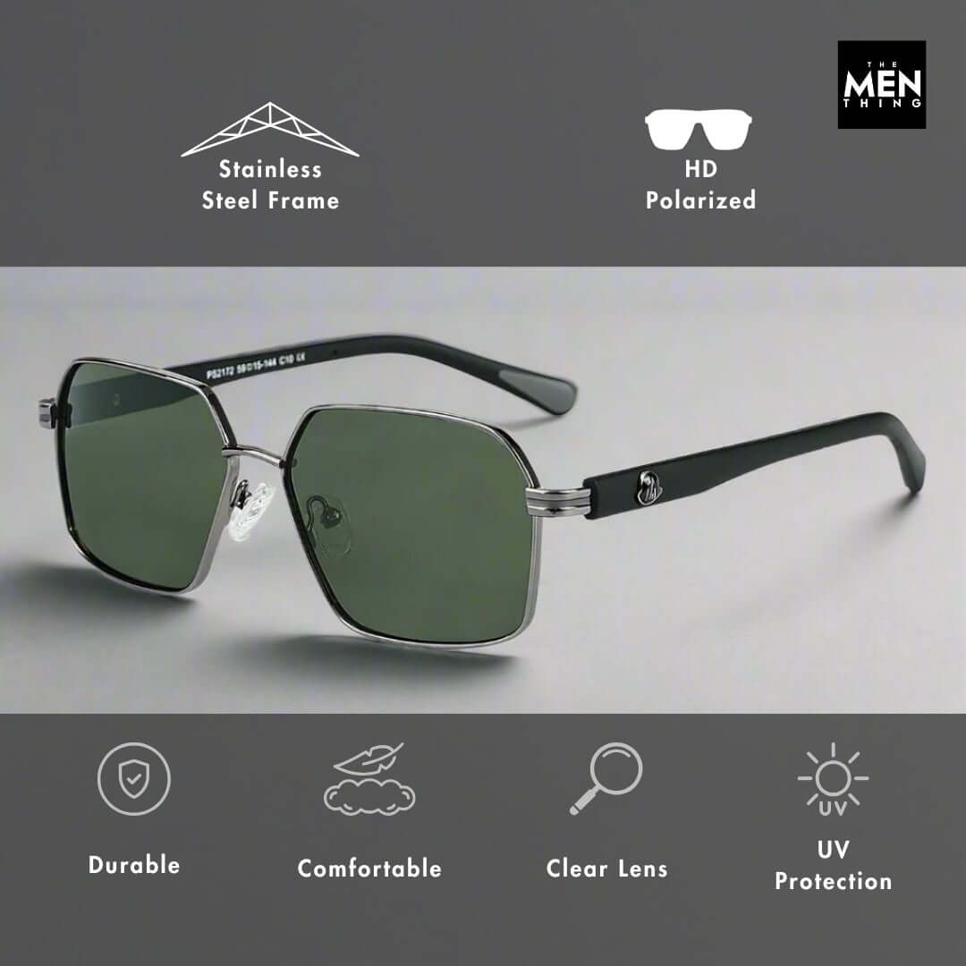 2172 HEX EDGE -  Geomatric Style - HD Polarised Sunglasses for Men - UV400 Protection, Stainless Steel Frame - THE MEN THING