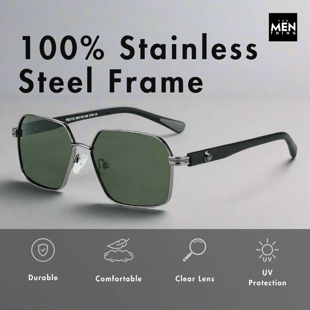 2172 HEX EDGE -  Geomatric Style - HD Polarised Sunglasses for Men - UV400 Protection, Stainless Steel Frame - THE MEN THING