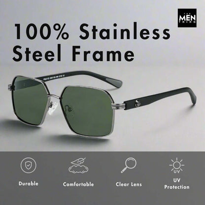 2172 HEX EDGE -  Geomatric Style - HD Polarised Sunglasses for Men - UV400 Protection, Stainless Steel Frame - THE MEN THING