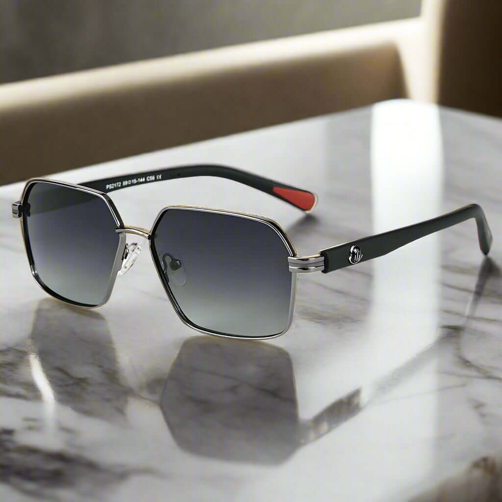 2172 HEX EDGE -  Geomatric Style - HD Polarised Sunglasses for Men - UV400 Protection, Stainless Steel Frame - THE MEN THING
