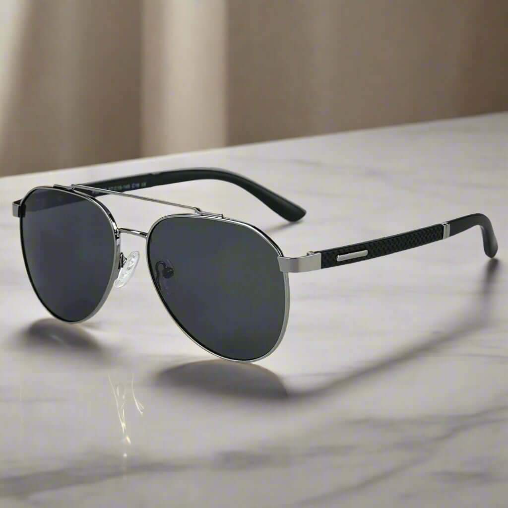 2173 STEALTH PILOT  -  Aviator Style - HD Polarised Sunglasses for Men - UV400 Protection, Stainless Steel Frame - THE MEN THING