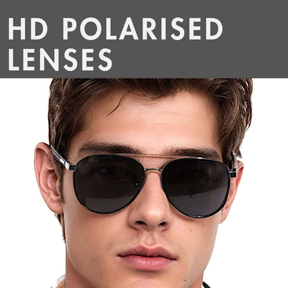 2173 STEALTH PILOT  -  Aviator Style - HD Polarised Sunglasses for Men - UV400 Protection, Stainless Steel Frame - THE MEN THING