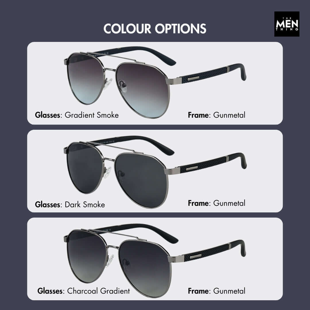 2173 STEALTH PILOT  -  Aviator Style - HD Polarised Sunglasses for Men - UV400 Protection, Stainless Steel Frame - THE MEN THING