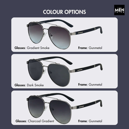 2173 STEALTH PILOT  -  Aviator Style - HD Polarised Sunglasses for Men - UV400 Protection, Stainless Steel Frame - THE MEN THING