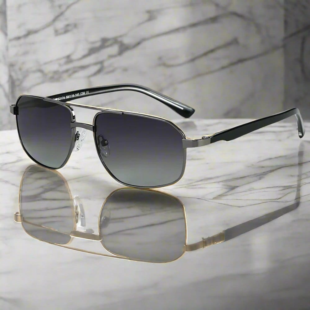 2174 ECLIPSE EDGE -   Square Aviator Style - HD Polarised Sunglasses for Men - UV400 Protection, Stainless Steel Frame - THE MEN THING
