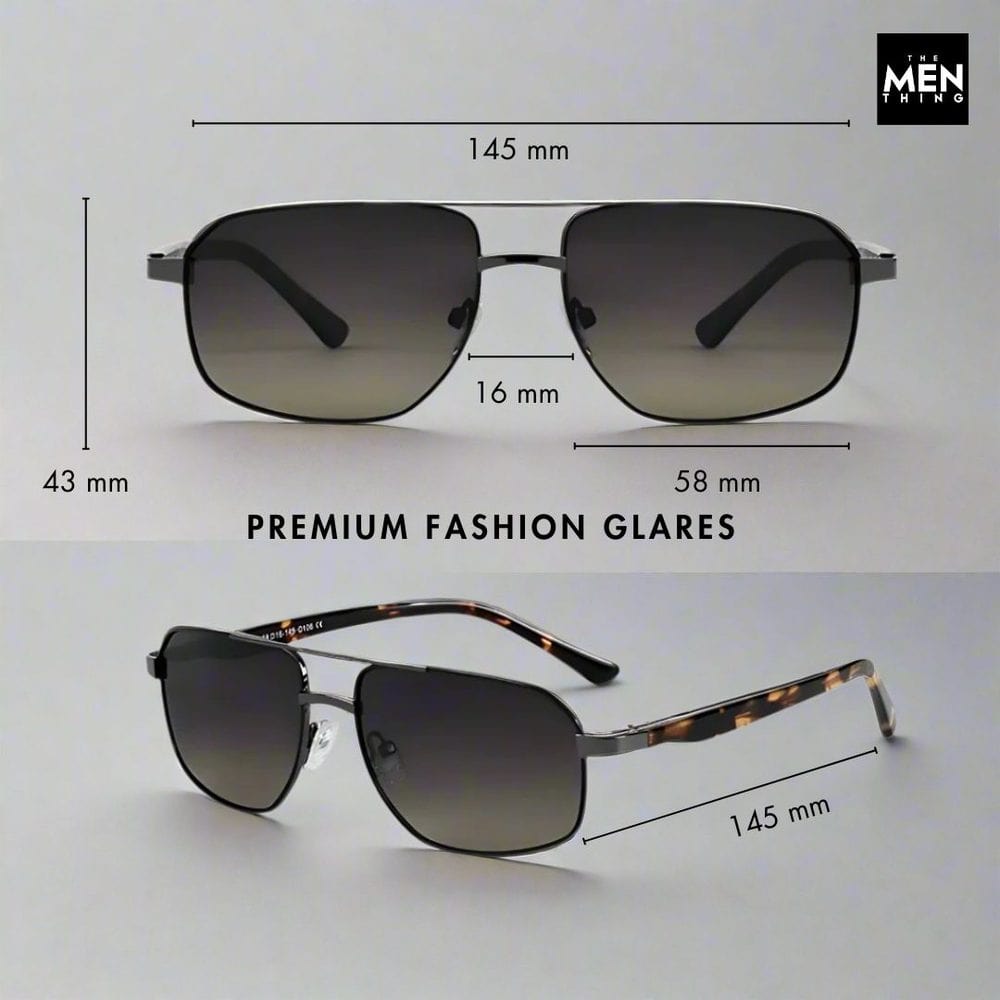 2174 ECLIPSE EDGE -   Square Aviator Style - HD Polarised Sunglasses for Men - UV400 Protection, Stainless Steel Frame - THE MEN THING