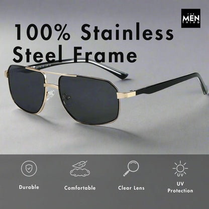 2174 ECLIPSE EDGE -   Square Aviator Style - HD Polarised Sunglasses for Men - UV400 Protection, Stainless Steel Frame - THE MEN THING