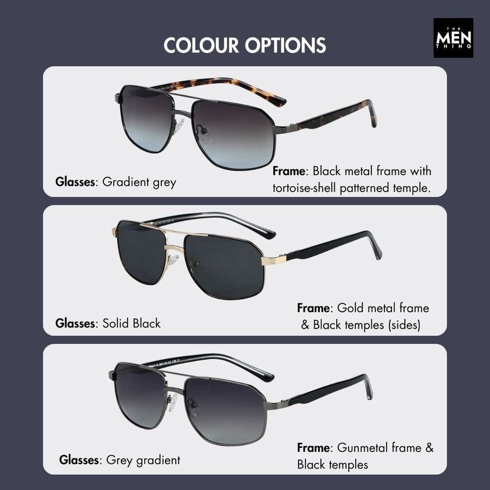 2174 ECLIPSE EDGE -   Square Aviator Style - HD Polarised Sunglasses for Men - UV400 Protection, Stainless Steel Frame - THE MEN THING