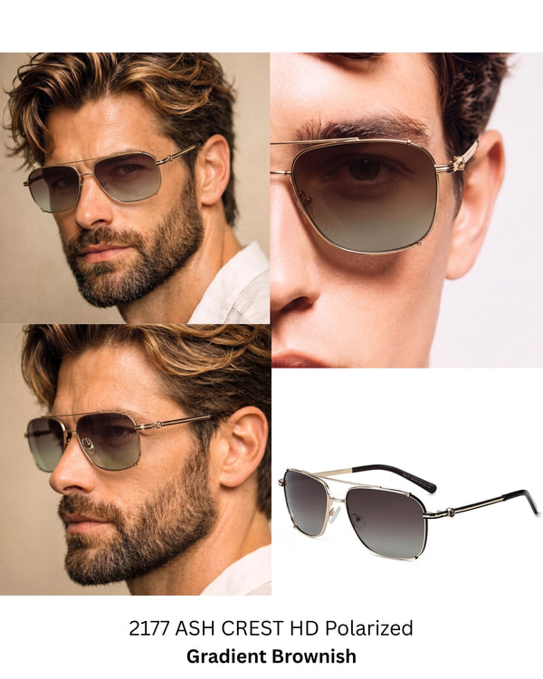 2177 ASH CREST HD Polarized Sunglasses for Men - UV400 Protection, Stainless Steel Frame