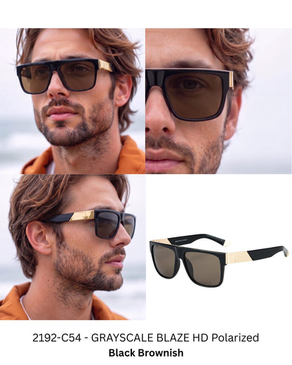2192 GRAYSCALE BLAZE HD Polarized Sunglasses for Men - UV400 Protection, Stainless Steel Frame - THE MEN THING