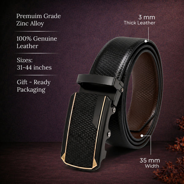 Mens Genuine Leather Belt | 2 in 1 Reversible (Black & Brown) (1 Pc.) - REXVA