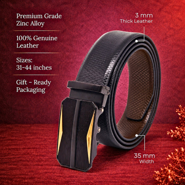 Mens Genuine Leather Belt | 2 in 1 Reversible (Black & Brown) (1 Pc.) - REXVA