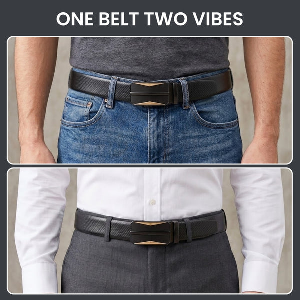 Mens Genuine Leather Belt | 2 in 1 Reversible (Black & Brown) (1 Pc.) - REXVA
