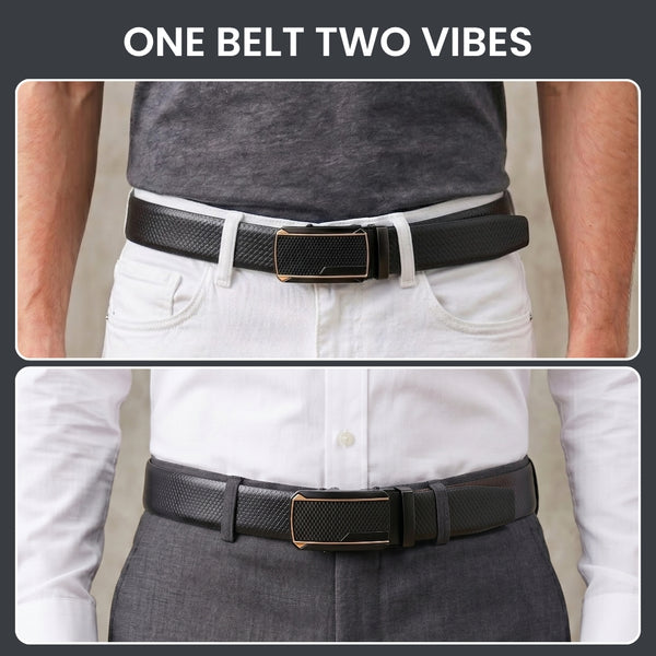 Mens Genuine Leather Belt | 2 in 1 Reversible (Black & Brown) (1 Pc.) - REXVA