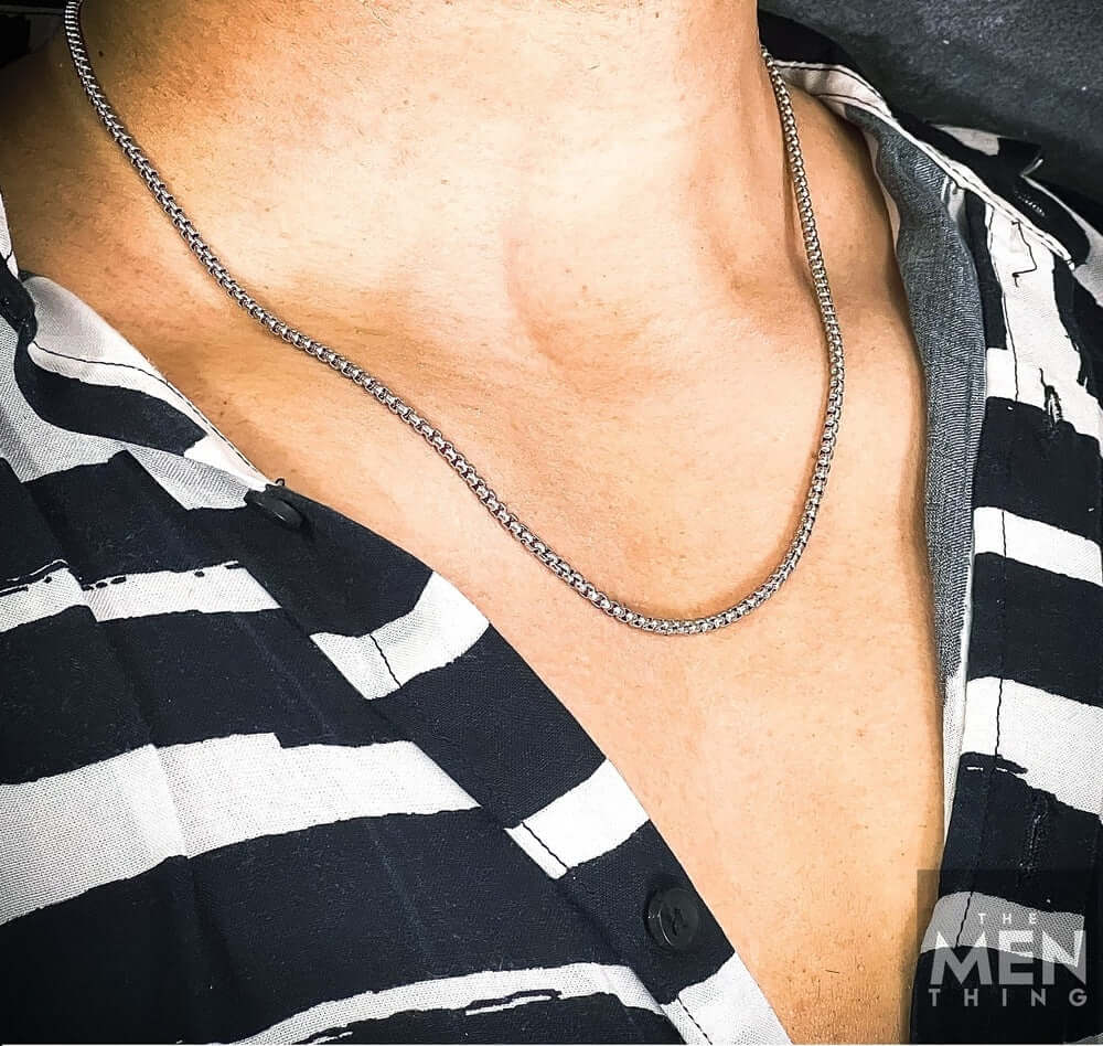 26 Inch Chain - ROUNDED BOX - 3mm Chain Stainless Steel - THE MEN THING