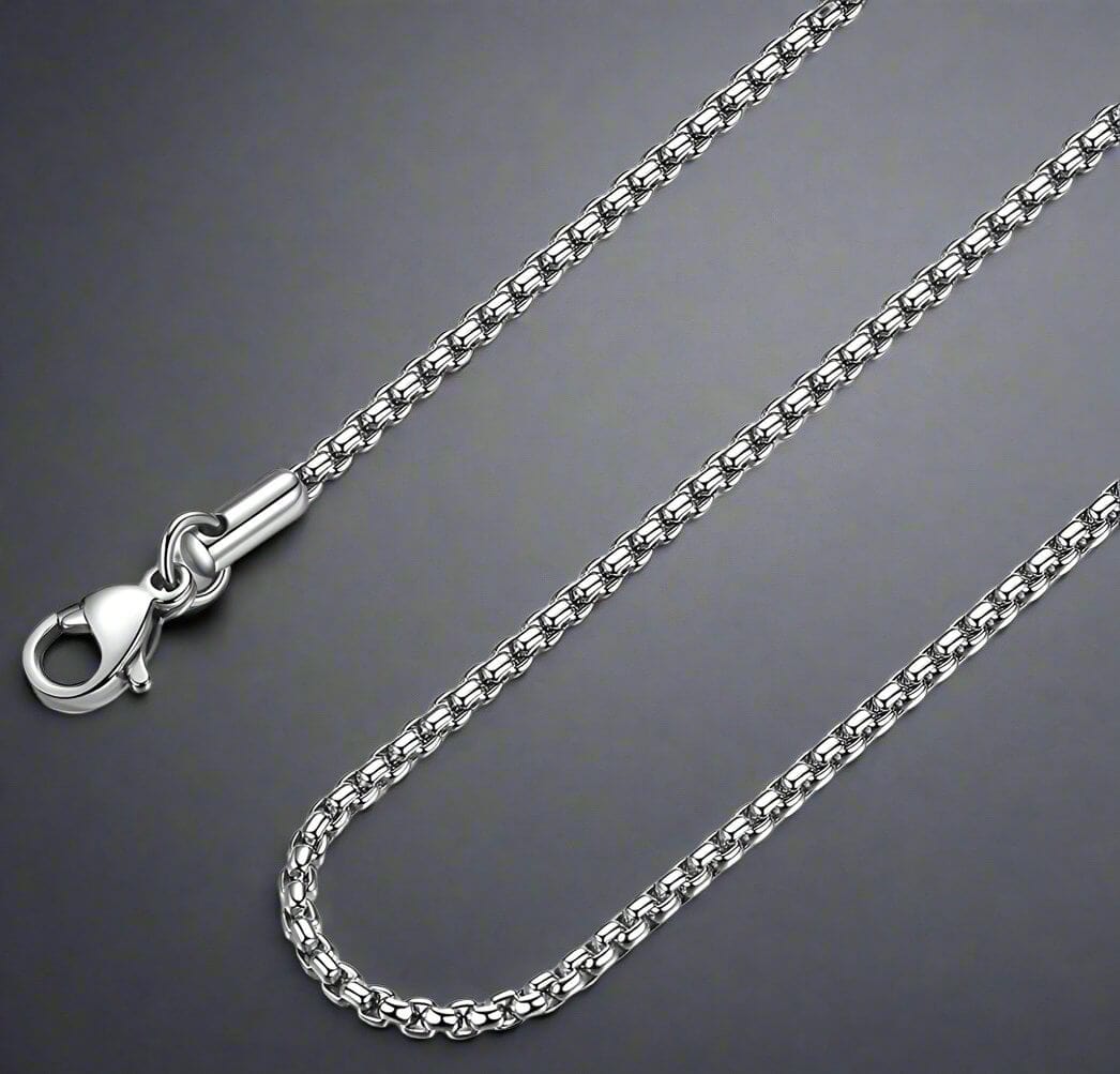 26 Inch Chain - ROUNDED BOX - 3mm Chain Stainless Steel - THE MEN THING