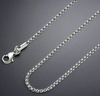 26 Inch Chain - ROUNDED BOX - 3mm Chain Stainless Steel - THE MEN THING