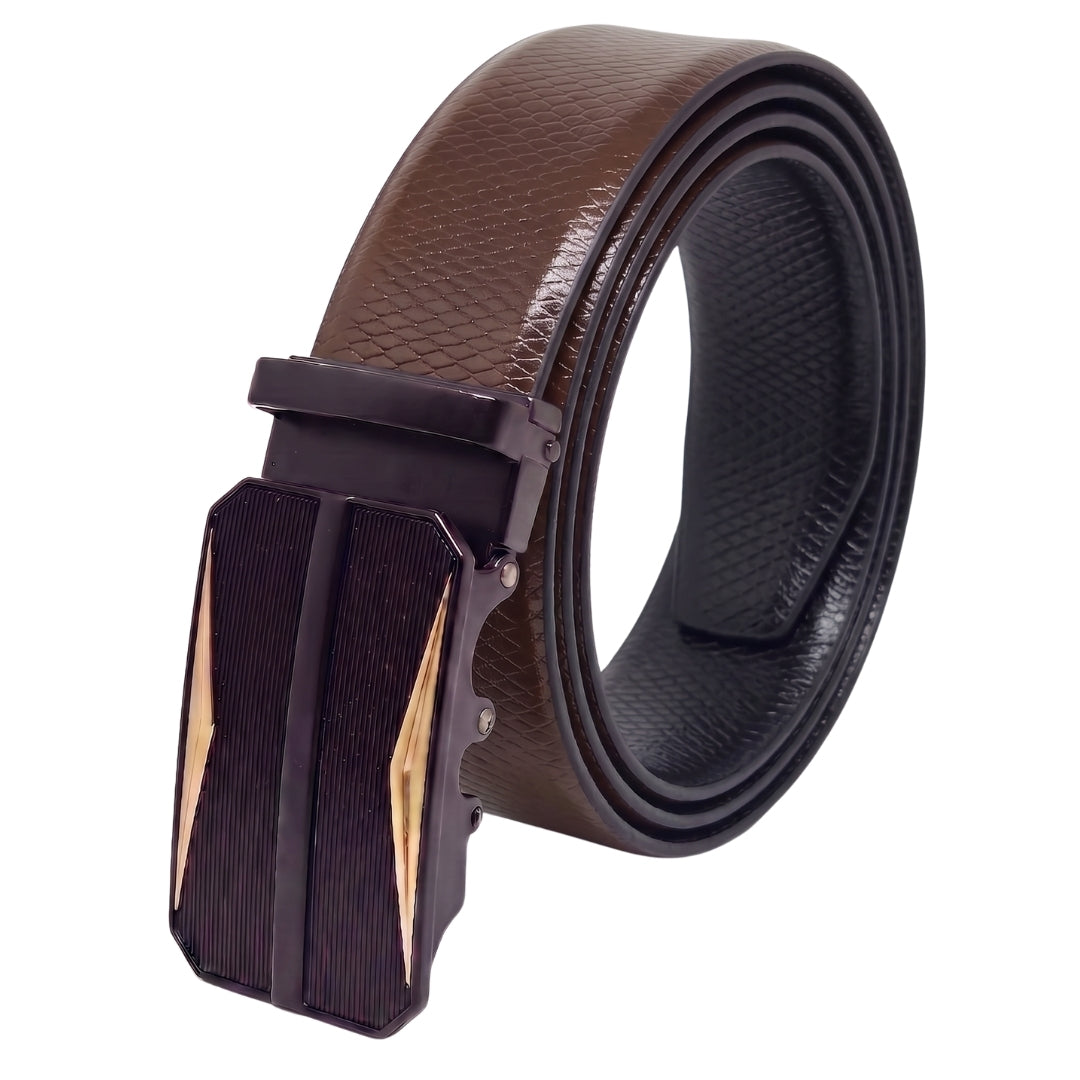 Mens Genuine Leather Belt | 2 in 1 Reversible (Brown & Black) (1 Pc.) - REXVA