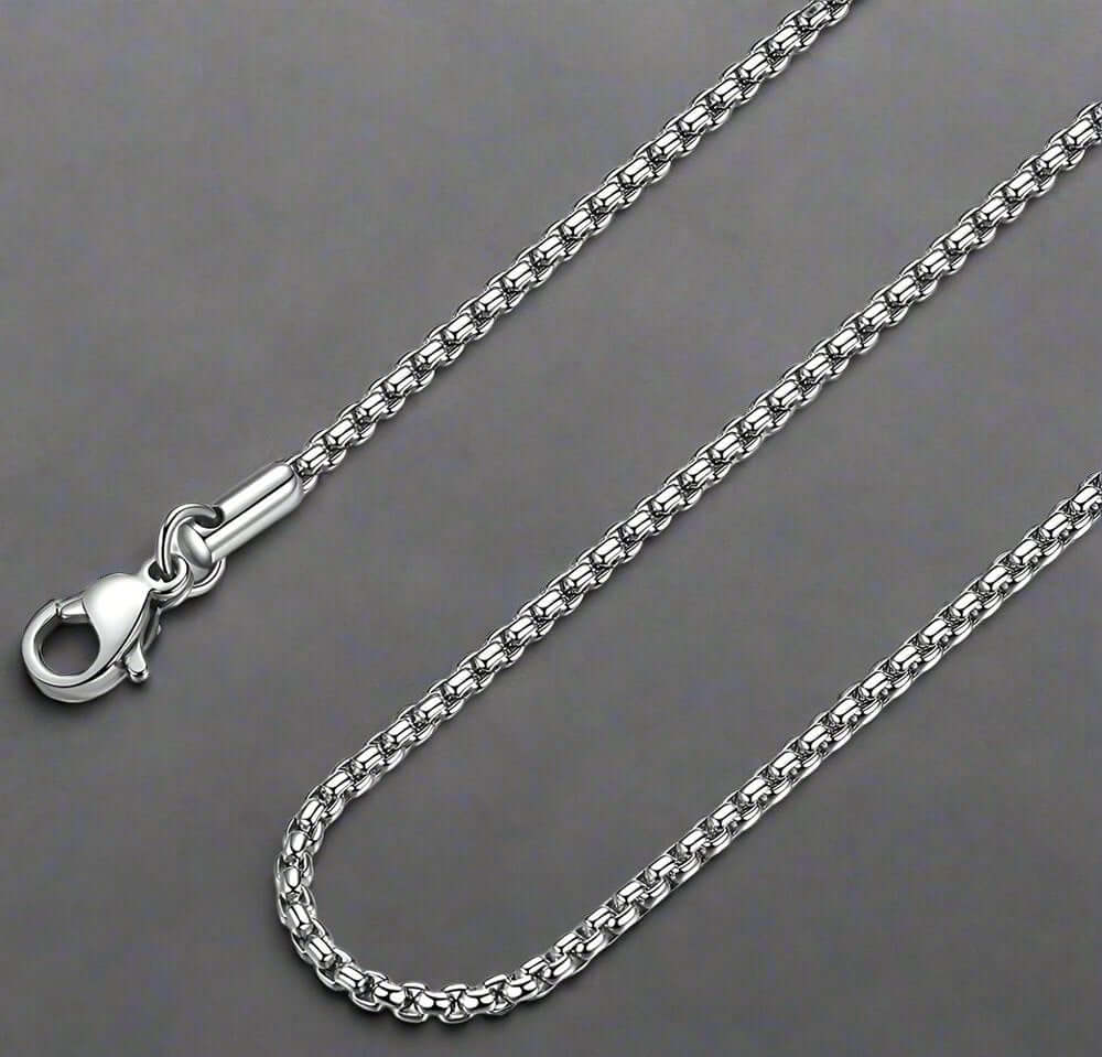28 Inch Chain - ROUNDED BOX - 3mm Chain Stainless Steel - THE MEN THING