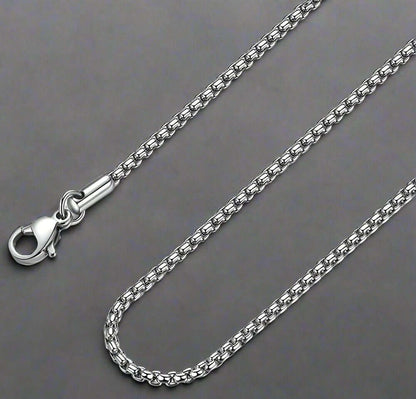 28 Inch Chain - ROUNDED BOX - 3mm Chain Stainless Steel - THE MEN THING