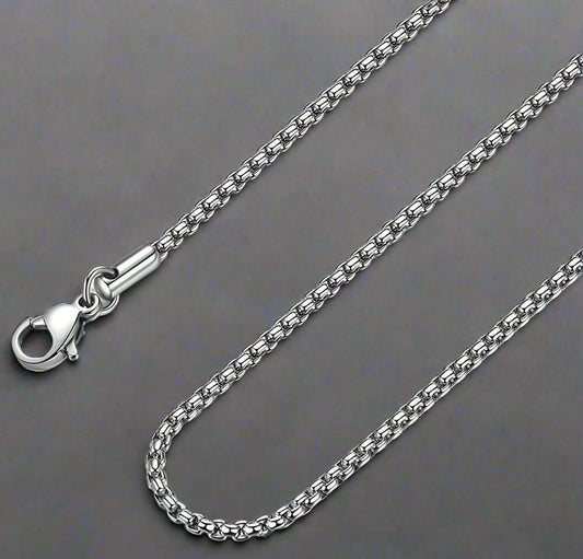 28 Inch Chain - ROUNDED BOX - 3mm Chain Stainless Steel - THE MEN THING