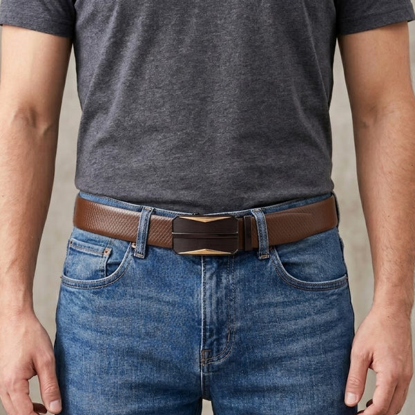 Mens Genuine Leather Belt | 2 in 1 Reversible (Brown & Black) (1 Pc.) - REXVA