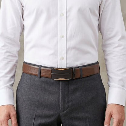 Mens Genuine Leather Belt | 2 in 1 Reversible (Brown & Black) (1 Pc.) - REXVA