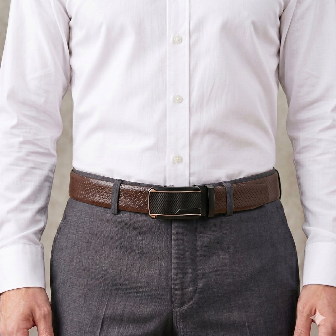 Mens Genuine Leather Belt | 2 in 1 Reversible (Brown & Black) (1 Pc.) - REXVA