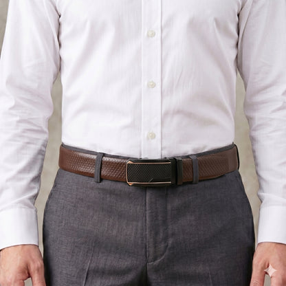 Mens Genuine Leather Belt | 2 in 1 Reversible (Brown & Black) (1 Pc.) - REXVA