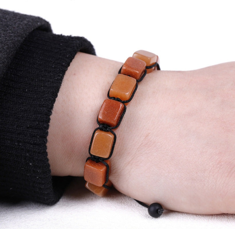 MOSAIC SQUARE   - Beads Bracelet with Natural Stone - Adjustable Bracelet for Men & Boys