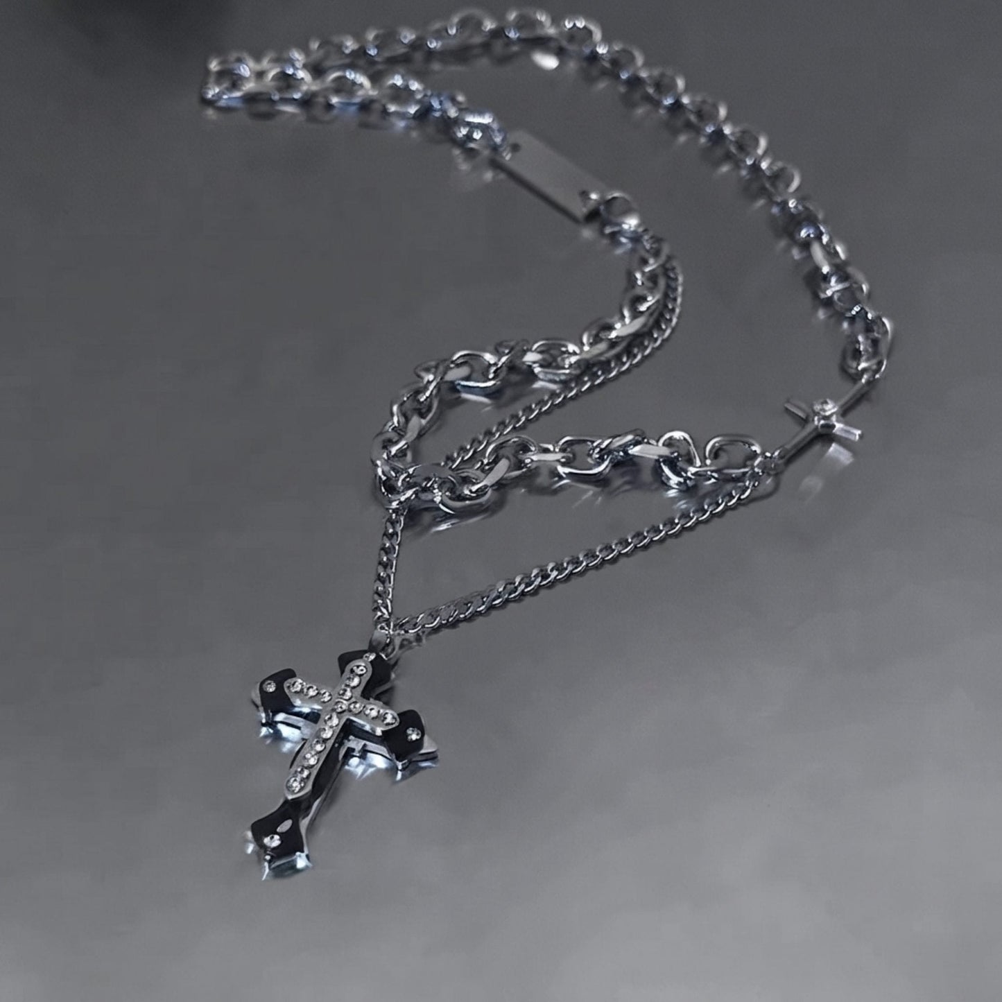 CROSS FUSION - 26mm Titanium Steel Pendant with 8mm Chain for Men & Boys - 21 inch