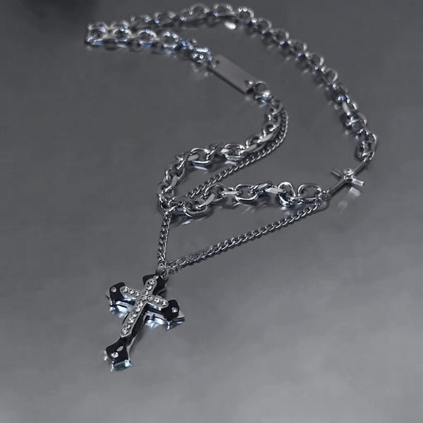 CROSS FUSION - 26mm Titanium Steel Pendant with 8mm Chain for Men & Boys - 21 inch