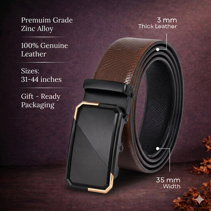 Mens Genuine Leather Belt | 2 in 1 Reversible (Brown & Black) (1 Pc.) - REXVA