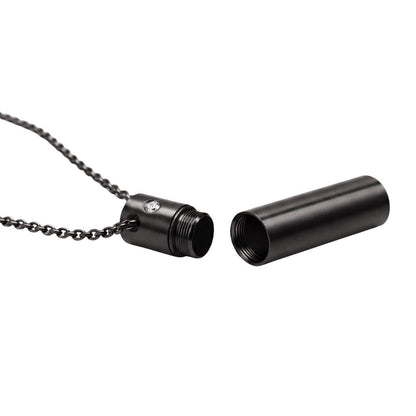 THE MEN THING SS Pendant with Chain THE SECRET BOX - BLACK - 8mm Titanium Steel Pendant with 20inch 1mm Cable Chain for Men & Boys