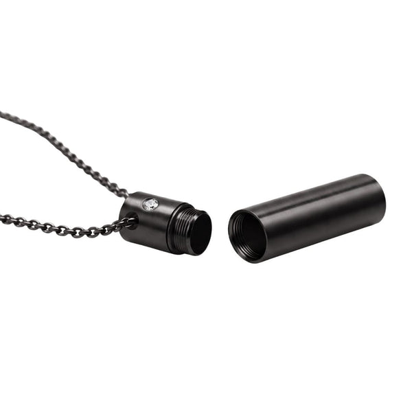 THE SECRET BOX - BLACK - 8mm Titanium Steel Pendant with 20inch 1mm Cable Chain for Men & Boys