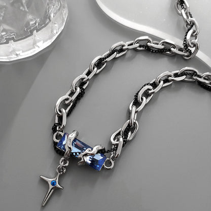 OBSIDIAN BLUEC ROSS - 30mm Titanium Steel Pendant with 20 to 22inch Adjustable Cable 7mm Chain for Men & Boys